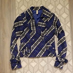 Vero Moda plaid blazer in blue, beige & black